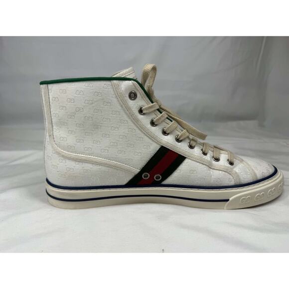 Men\'s Size 11.5 Gucci Tennis 1977 White GG Canvas Web Hight Top SPB-JB 366629 main image 6